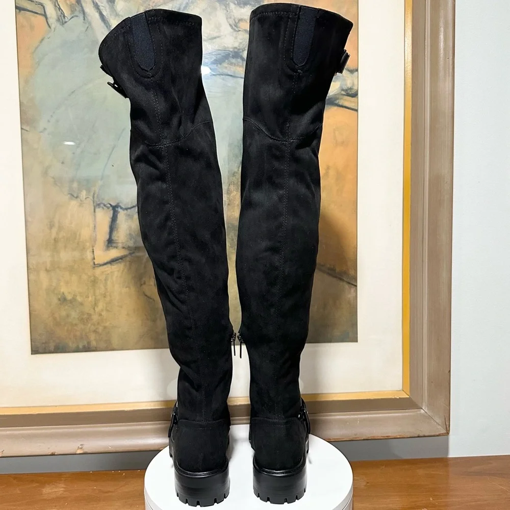 🌸MARC FISHER🌸 Ganven Lug Sole Biker Thigh-High Boots in Black  Size: 6M